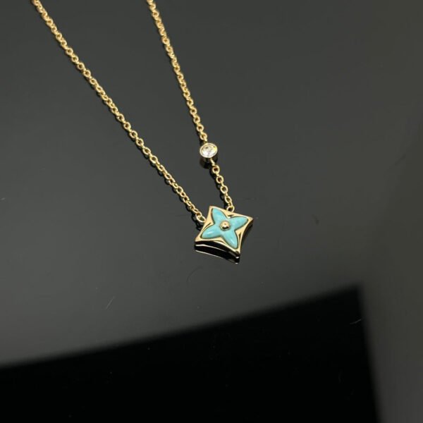 Color Blossom BB Star Pendant, Yellow Gold, Amazonite and Diamond - White gold
