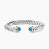 5272FB23-50DC-80C2-70D1-75FDB7A59221.jpg Classic Cable Bracelet Sterling Silver with 14K Yellow Gold and Blue Topaz, 7mm