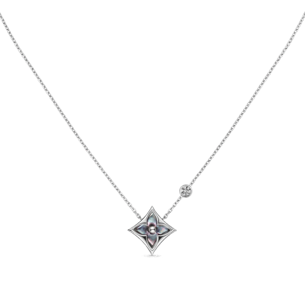 Color Blossom Bb Star Pendant, White Gold, Grey Mother-Of-Pearl And Diamond