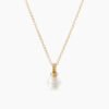 Petite Solari Pendant Necklace 18K Yellow Gold with Pearl and Diamonds, 11.5mm