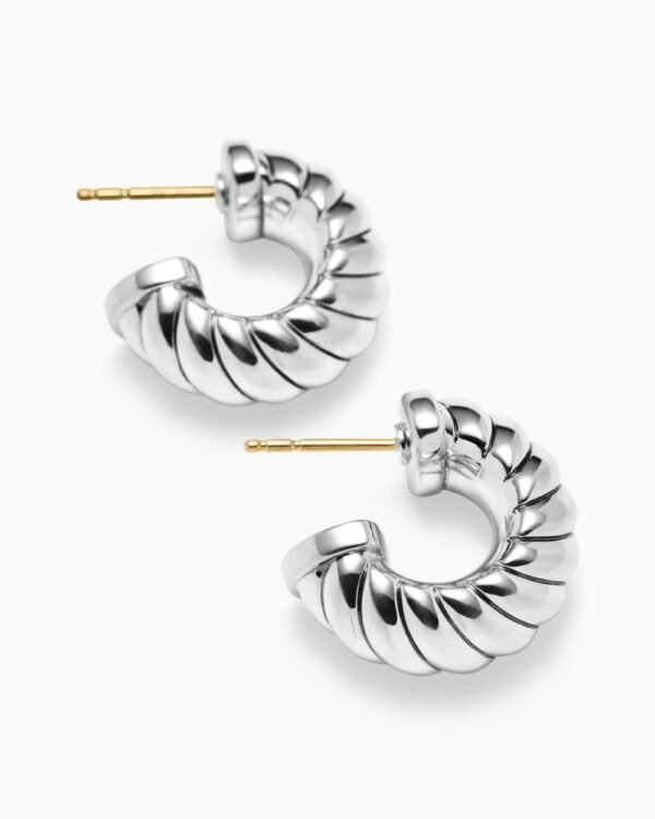 Sculpted Cable Shrimp Earrings Sterling Silver, 20.5mm