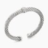 Classic Cable Station Bracelet Sterling Silver with Pave Diamonds, 7mm