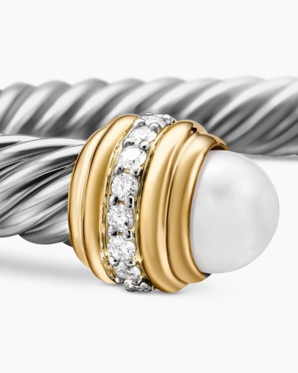 52C85DC5-A34B-B6D9-EFD6-F08085B5DDBA.jpg Classic Cablespira® Bracelet 18K Yellow Gold with Pearls and Diamonds, 7mm