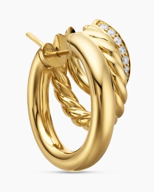 DY Mercer&reg; Three Row Hoop Earrings 18K Yellow Gold with Diamonds, 21mm
