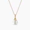 Solari Pendant Necklace 18K Yellow Gold with Pearl and Diamonds, 8mm