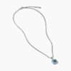 Petite Albion Pendant Necklace Sterling Silver with Blue Topaz and Diamonds, 7mm