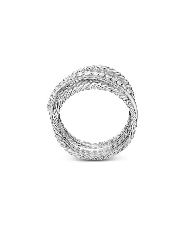 Crossover Wide Diamond Stacked Ring - 6