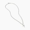 Classic Cable Cross Necklace Sterling Silver with Center Diamond, 24.3mm