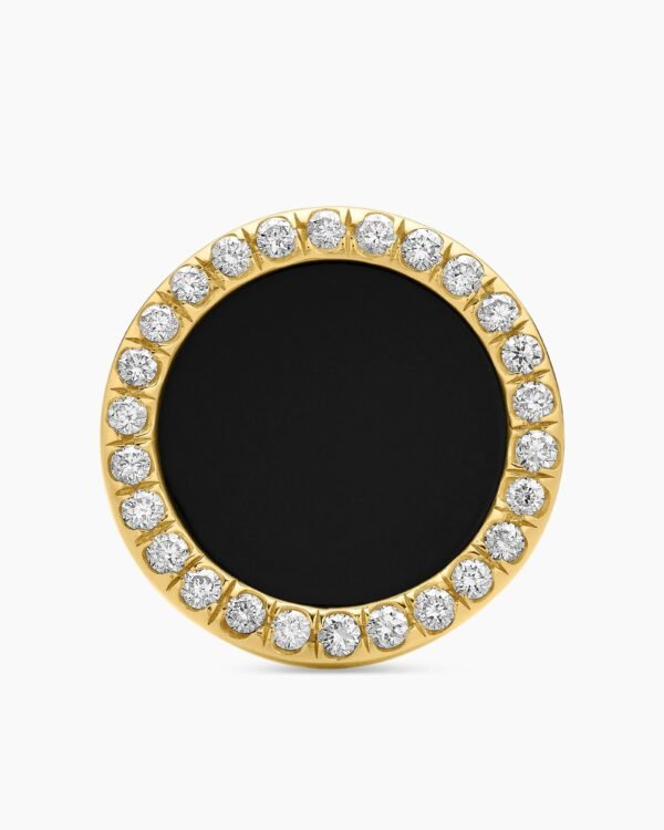 Petite DY Elements&reg; Stud Earrings 18K Yellow Gold with Black Onyx and Diamonds, 14mm