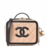 CHANEL Grained Calfskin CC Filigree Vanity Clutch With Chain