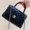 Chanel Medium Flap Bag With Top Handle Navy Blue For Women, Womens Handbags, Shoulder And Crossbody Bags 9in/23cm A92990