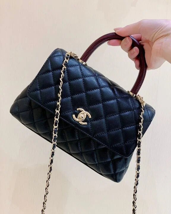 Chanel Medium Flap Bag With Top Handle Navy Blue For Women, Womens Handbags, Shoulder And Crossbody Bags 9in/23cm A92990