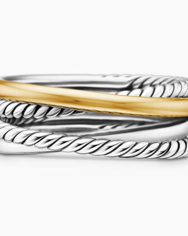 Crossover Band Ring Sterling Silver with 18K Yellow Gold, 6.8mm - 6