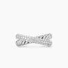 Crossover Two Row Ring Sterling Silver with Diamonds, 7.5mm - 6