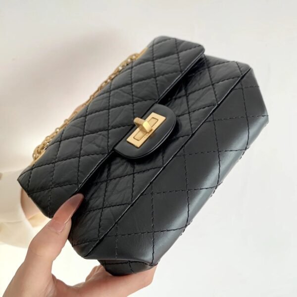 5783B06B-431C-B0C3-3546-82E0E402F9F4.jpg Chanel Mini 2.55 Handbag Black For Women Gold Toned Hardware 7.8in/20cm AS0874 Y04634 94305