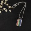 57B29168-51B6-BFB7-1992-0DE1DF473F54.jpg Chevron Tag Sterling Silver with Rainbow Pavé, 27mm