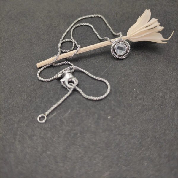 Petite Chatelaine&reg; Necklace Sterling Silver with White Crystal, 10mm