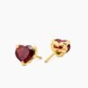 Chatelaine&reg; Heart Stud Earrings 18K Yellow Gold with Garnet, 8mm