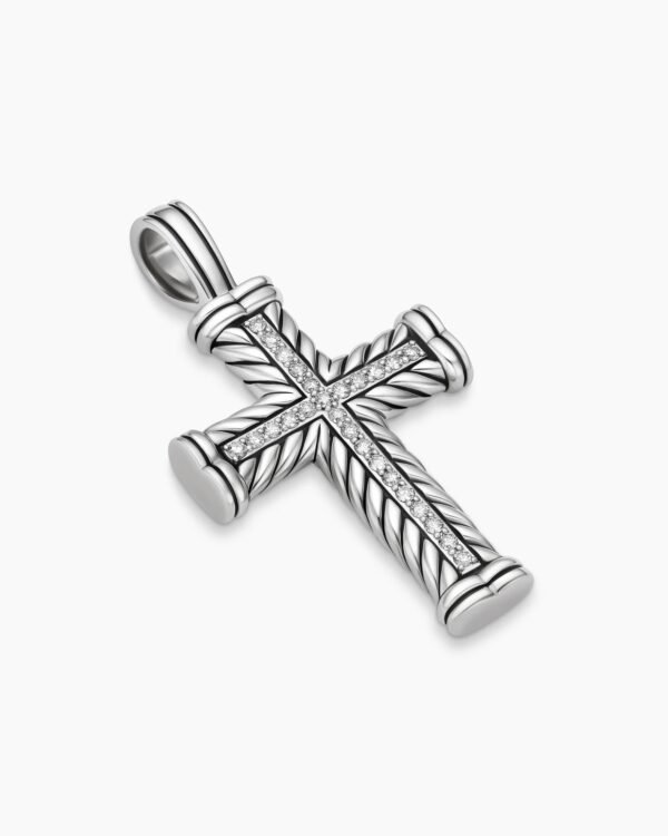5A03EB5B-F83C-5108-8143-C1B6EFABD17F.jpg Chevron Cross Pendant Sterling Silver with Diamonds