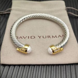 7mm Cable Bracelet with Pearls & Diamond Accents ??Gold Cap
