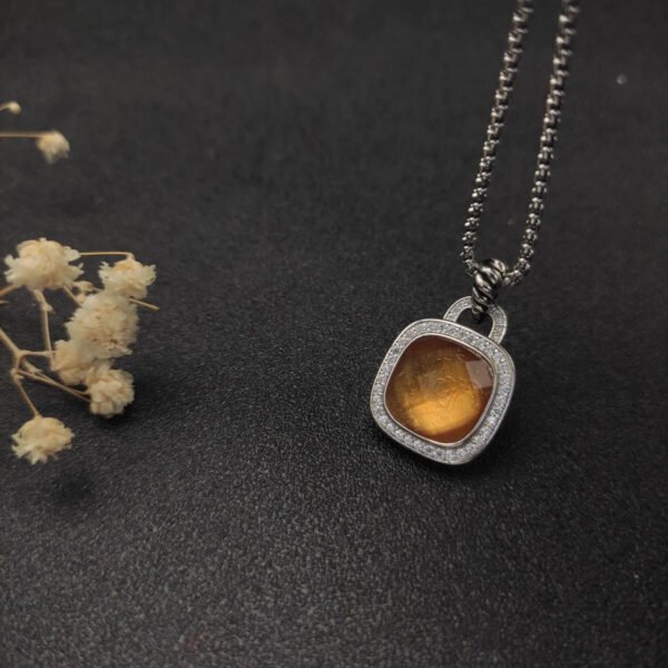 Albion&reg; Pendant Sterling Silver with Citrine and Diamonds, 14mm