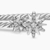 Starburst Cable Bracelet Sterling Silver with Diamonds, 4mm