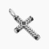 Chevron Cross Pendant Sterling Silver with Black Diamonds