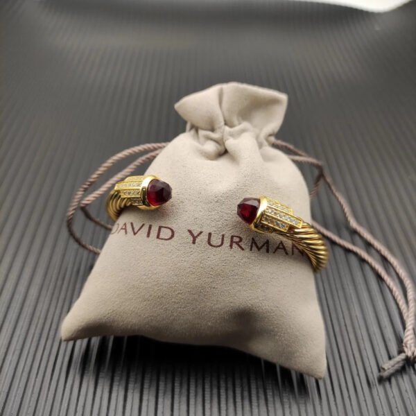 7mm Cable Bracelet with Garnet & Diamond Accents