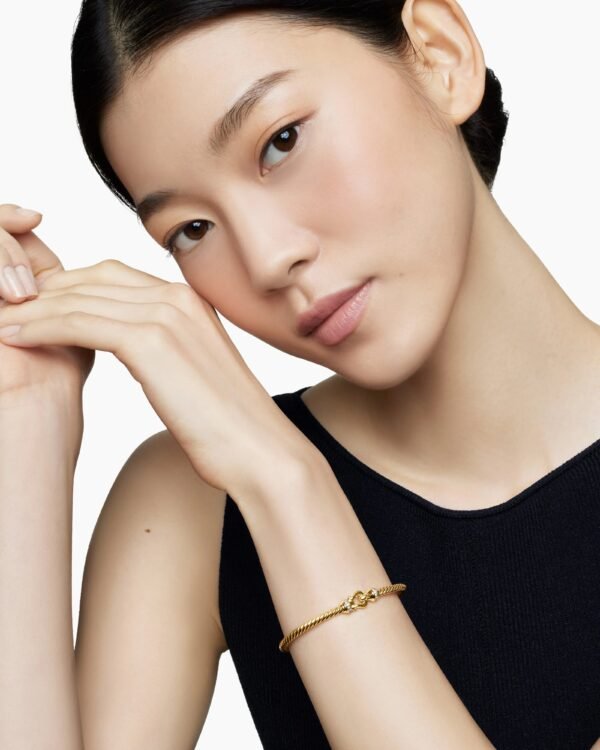 Buckle Cablespira&reg; Bracelet 18K Yellow Gold with Diamonds, 4mm