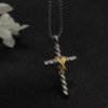 X Cross Pendant Sterling Silver with 18K Yellow Gold