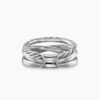 Crossover Three Row Ring Sterling Silver with 18K Yellow Gold and Diamonds - 6