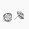 Infinity Stud Earrings Sterling Silver with Diamonds, 13mm