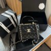 Flap Bag with Top Handle - Black