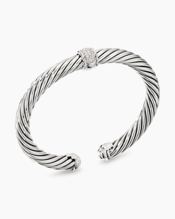 5DAC1F97-3C6B-CFE3-F562-CE2CD05CF6C0.jpg Classic Cable Station Bracelet Sterling Silver with Pave Diamonds, 7mm