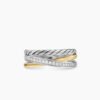 Crossover Three Row Ring Sterling Silver with 18K Yellow Gold and Diamonds - 6
