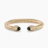 Classic Cablespira&reg; Bracelet 18K Yellow Gold with Black Onyx and Diamonds, 7mm