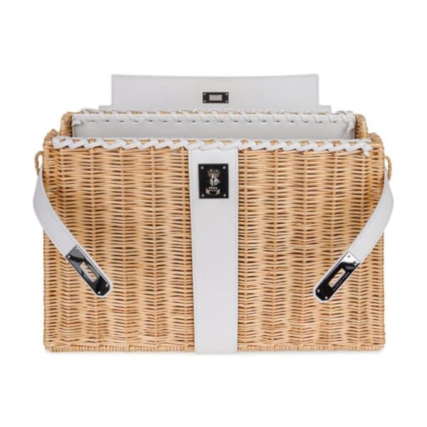 Kelly 35 Picnic Bag White Swift Leather / Osier (Wicker) Limited Edition