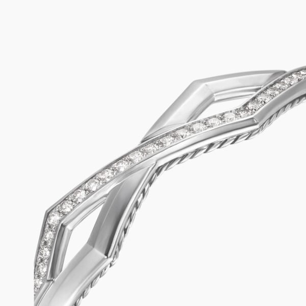 Zig Zag Stax??Two Row Cuff Bracelet Sterling Silver with Diamonds, 13mm