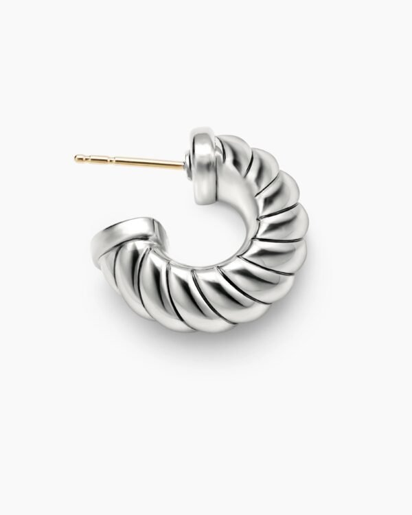 Sculpted Cable Shrimp Earrings Sterling Silver, 20.5mm