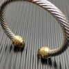 Classic Cablespira&reg; Bracelet Sterling Silver with 14K Yellow Gold,brown and Diamonds, 7mm