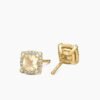 Petite Chatelaine&reg; Pav&eacute; Bezel Stud Earrings 18K Yellow Gold with Champagne Citrine and Diamonds, 5mm