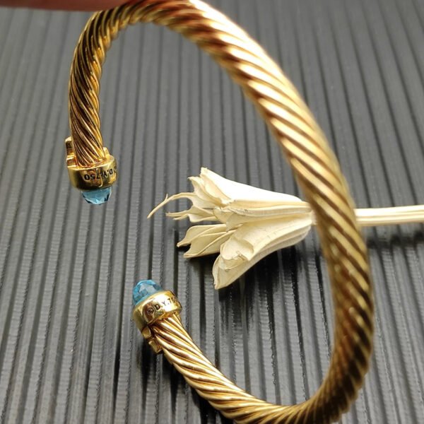604E42B7-D697-17B5-AE63-147F81A9DDAB.jpg Cable Bracelet with Aquamarine & Diamond Accents 5mm