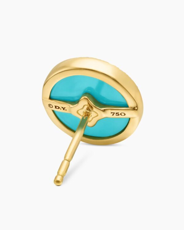 Petite DY Elements&reg; Stud Earrings 18K Yellow Gold with Turquoise and Diamonds, 11mm