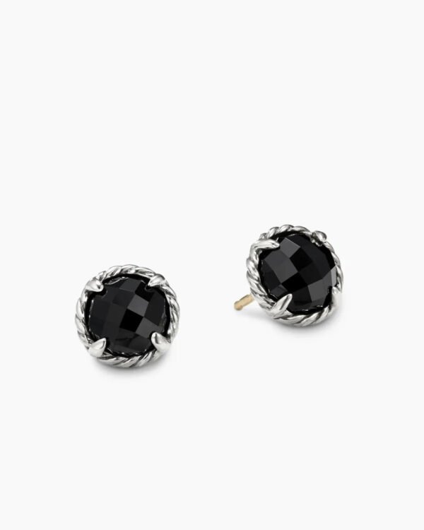 Petite Chatelaine&reg; Stud Earrings Sterling Silver with Black Onyx, 8mm