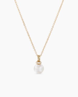 61070CA9-E04A-8BD6-B97F-E2B8318E111F.jpg Petite Solari Pendant Necklace 18K Yellow Gold with Pearl and Diamonds, 11.5mm