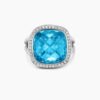 Albion&reg; Ring Sterling Silver with Blue Topaz and Diamonds, 14mm - 6