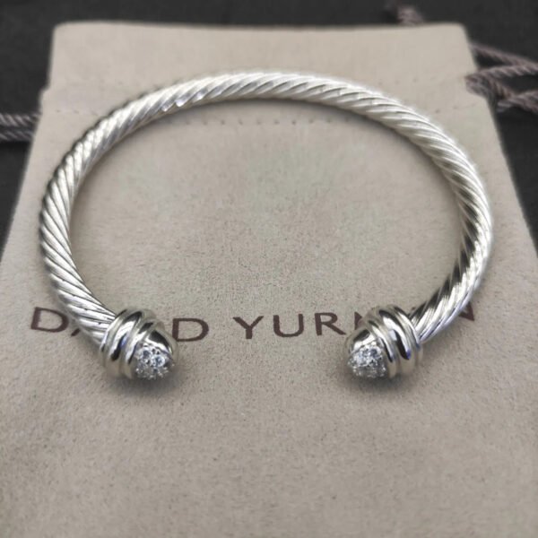 Classic Cable Bracelet Silver and  Half Diamonds 5 MM