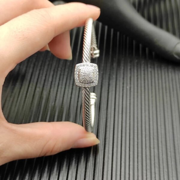 David Yurman  Sterling Silver Diamond 4mm Noblesse Cable Bracelet