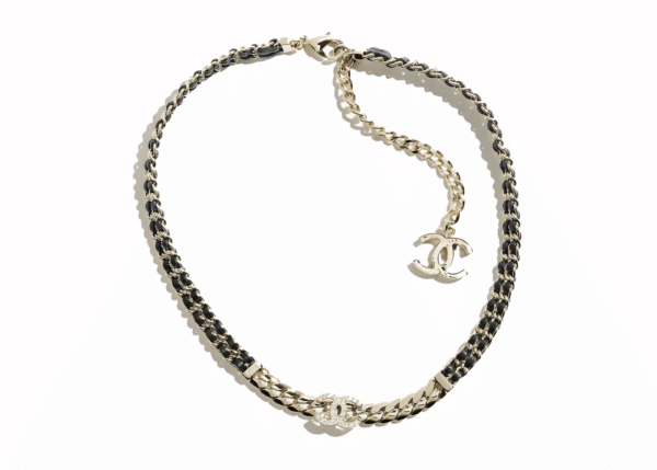 Double C Necklace Gold/Black/Crystal
