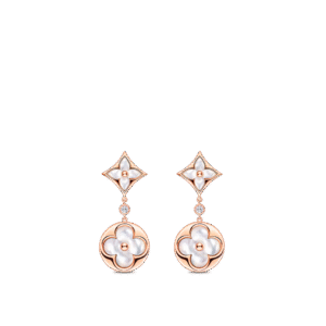 639EAF7F-4943-3EA6-528F-79C21FD96479.png Color Blossom Long Earrings, Pink Gold, White Mother-Of-Pearl And Diamonds